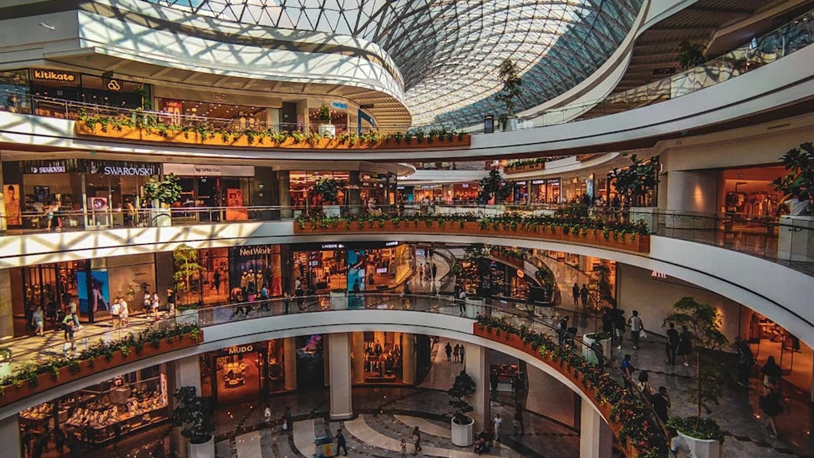 Mall activation zone attracting visitor attention