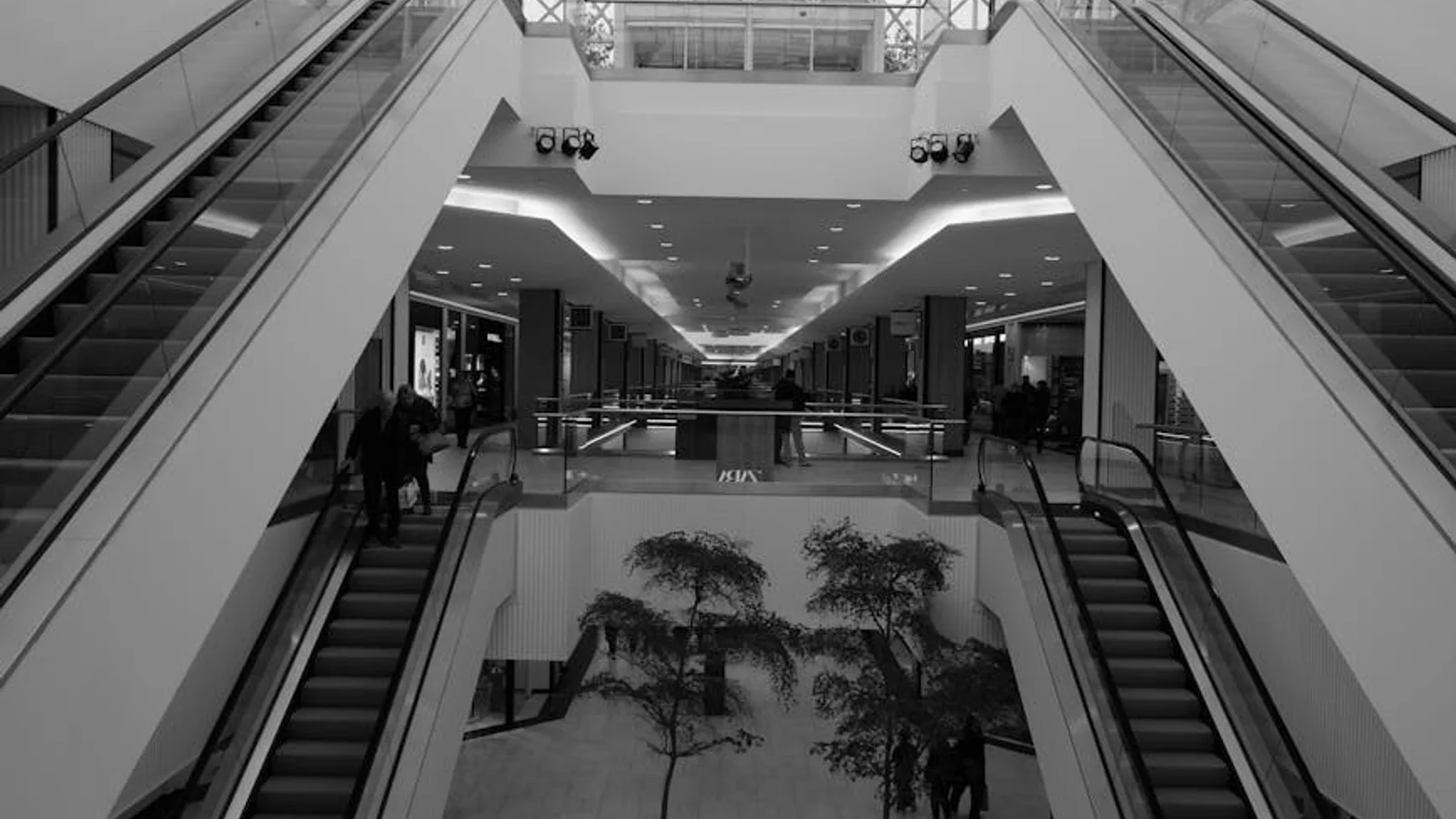 Family-oriented shopping mall zone with dwell and circulation activity