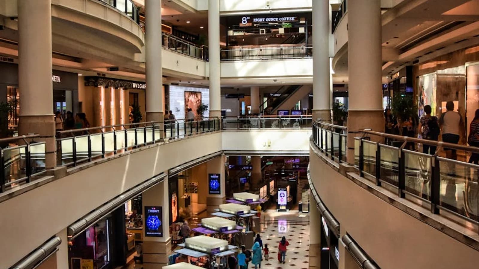 Food court zone inside a shopping mall