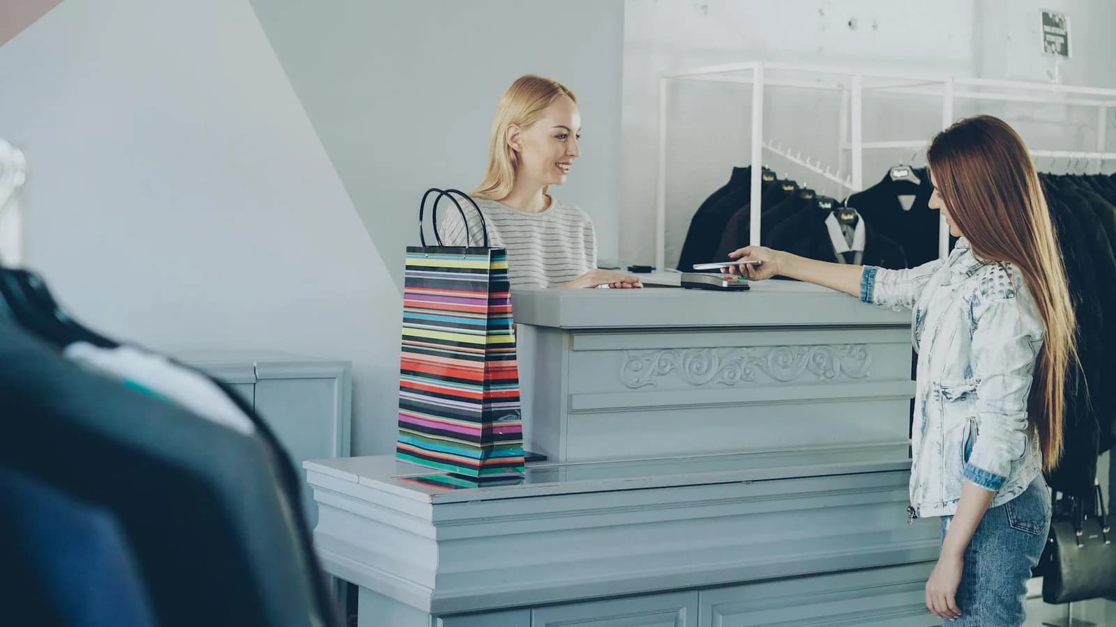 Retail service desk handling customer returns and exchanges