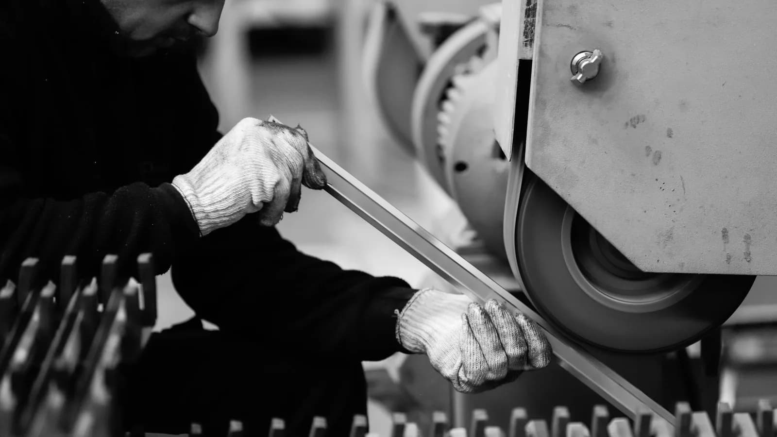 Manufacturing staff navigating tool access near production lines